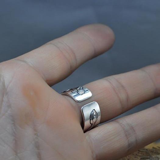 Bague de lotus en argent