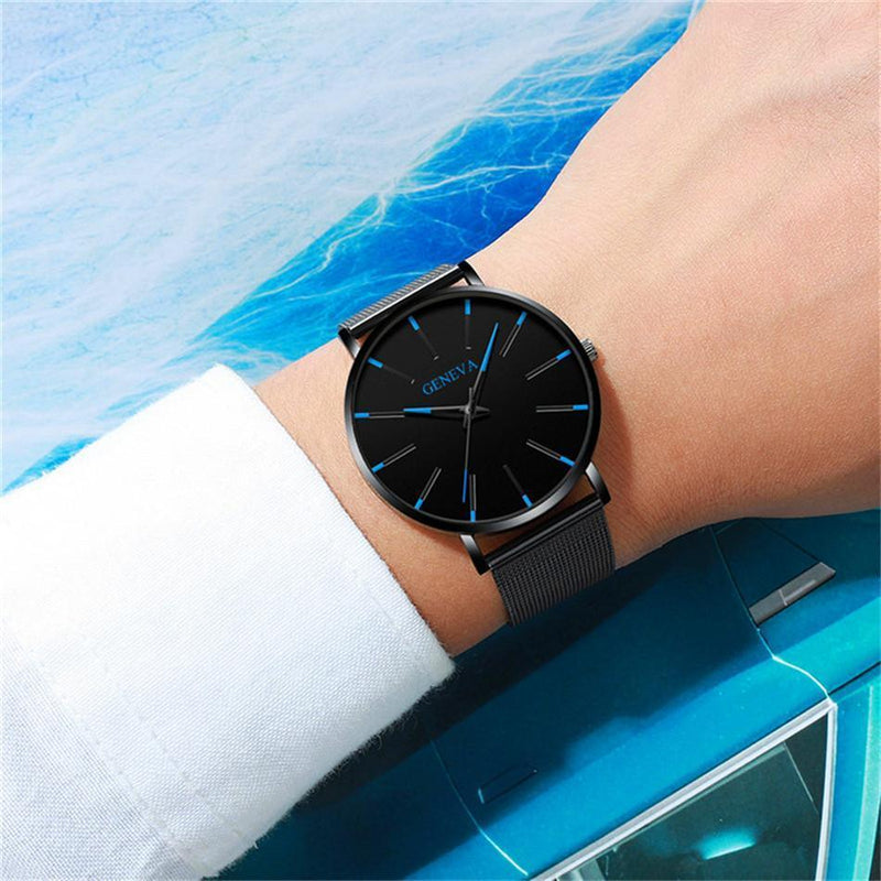 2023 Minimalist Men's Fashion Ultra Thin Watches Simple Men Business Stainless Steel Mesh Belt Quartz Watch relogio masculino